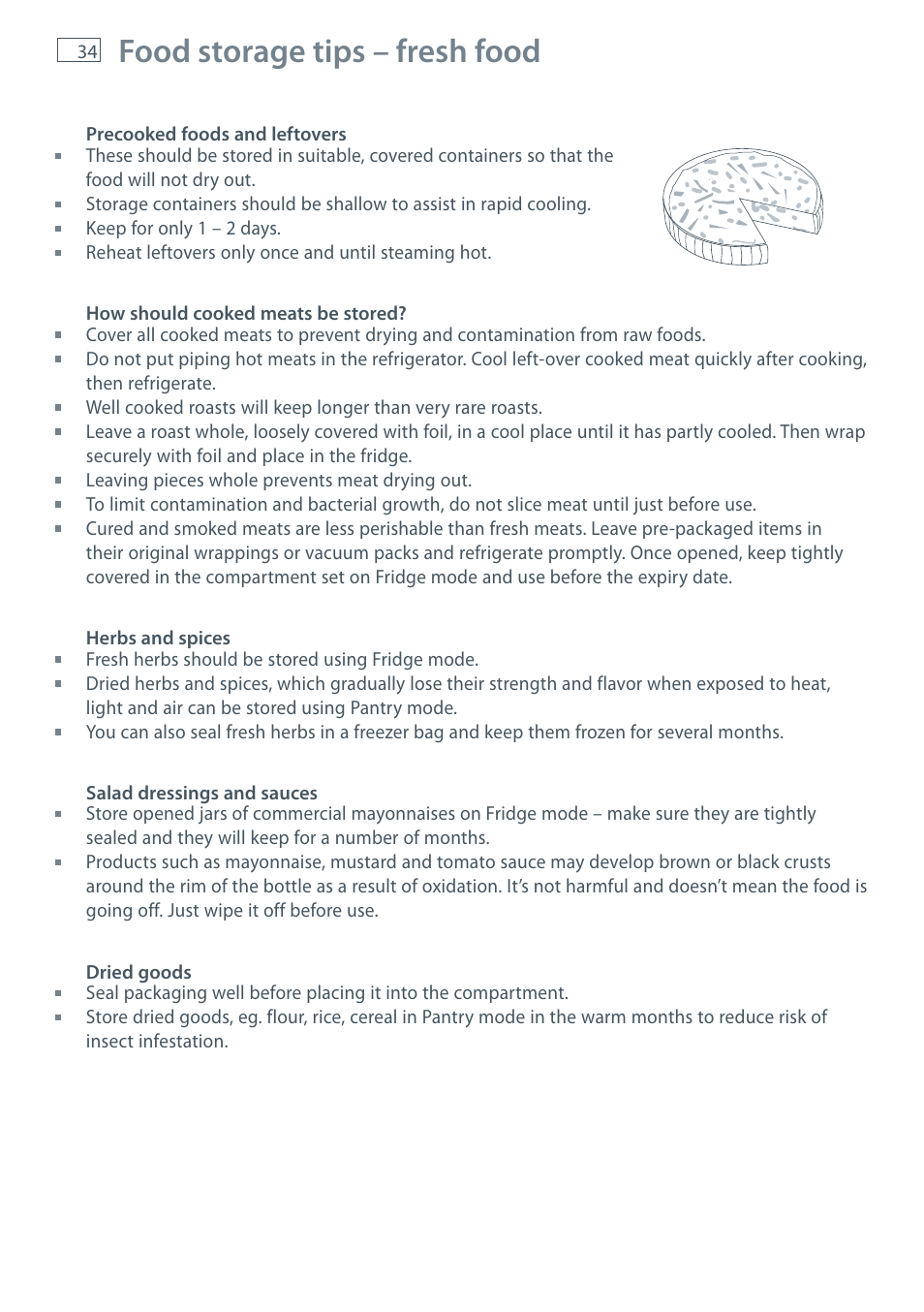 Food storage tips – fresh food | Fisher & Paykel CoolDrawer RB36S User Manual | Page 36 / 56