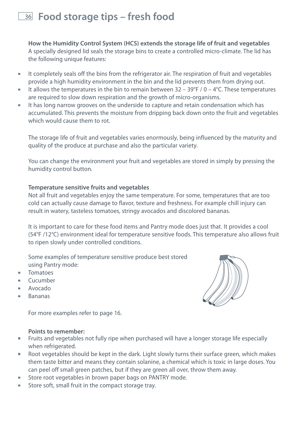 Food storage tips – fresh food | Fisher & Paykel CoolDrawer RB36S User Manual | Page 38 / 56