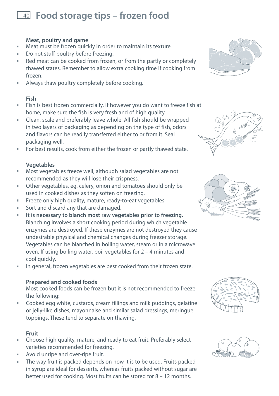 Food storage tips – frozen food | Fisher & Paykel CoolDrawer RB36S User Manual | Page 42 / 56