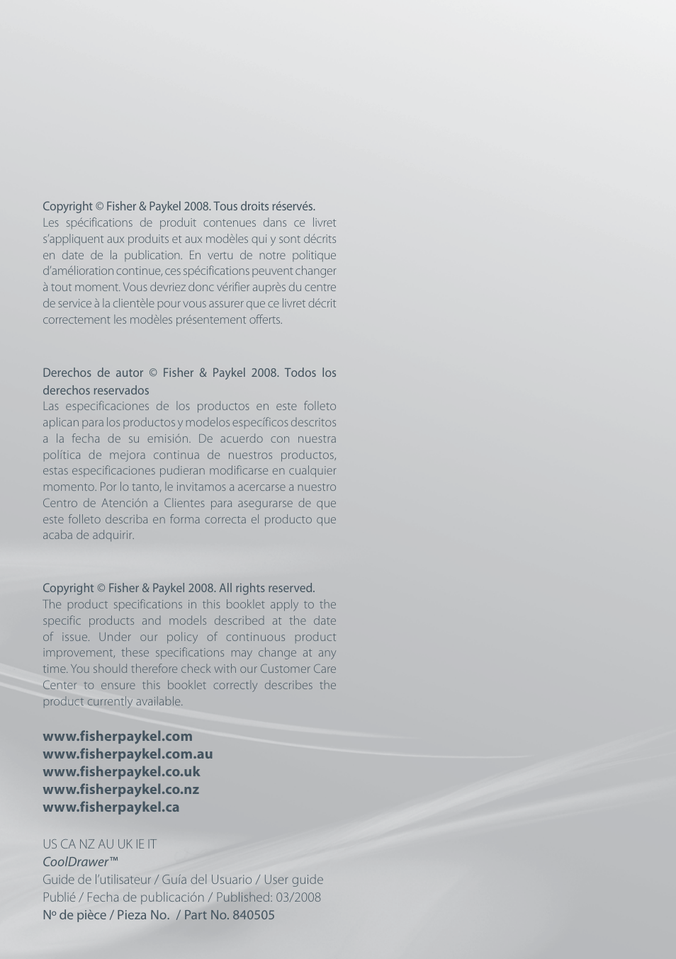 Fisher & Paykel CoolDrawer RB36S User Manual | Page 56 / 56