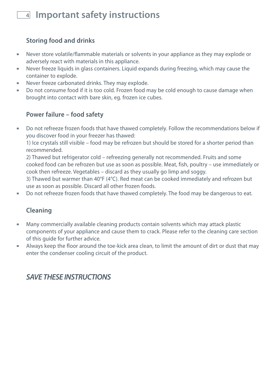 Important safety instructions, Save these instructions | Fisher & Paykel CoolDrawer RB36S User Manual | Page 6 / 56