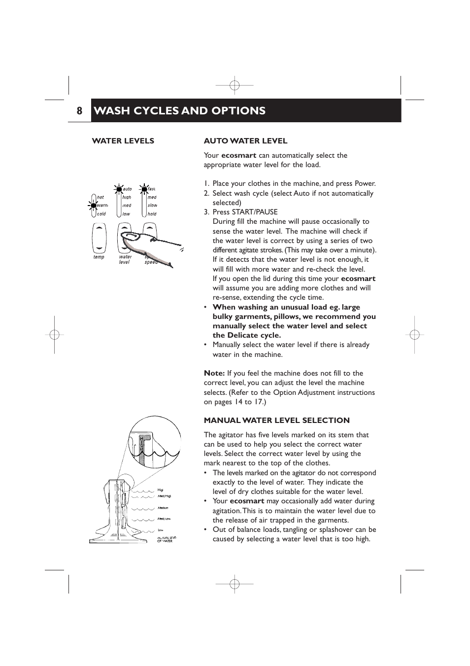 Wash cycles and options | Fisher & Paykel 420182 User Manual | Page 10 / 36