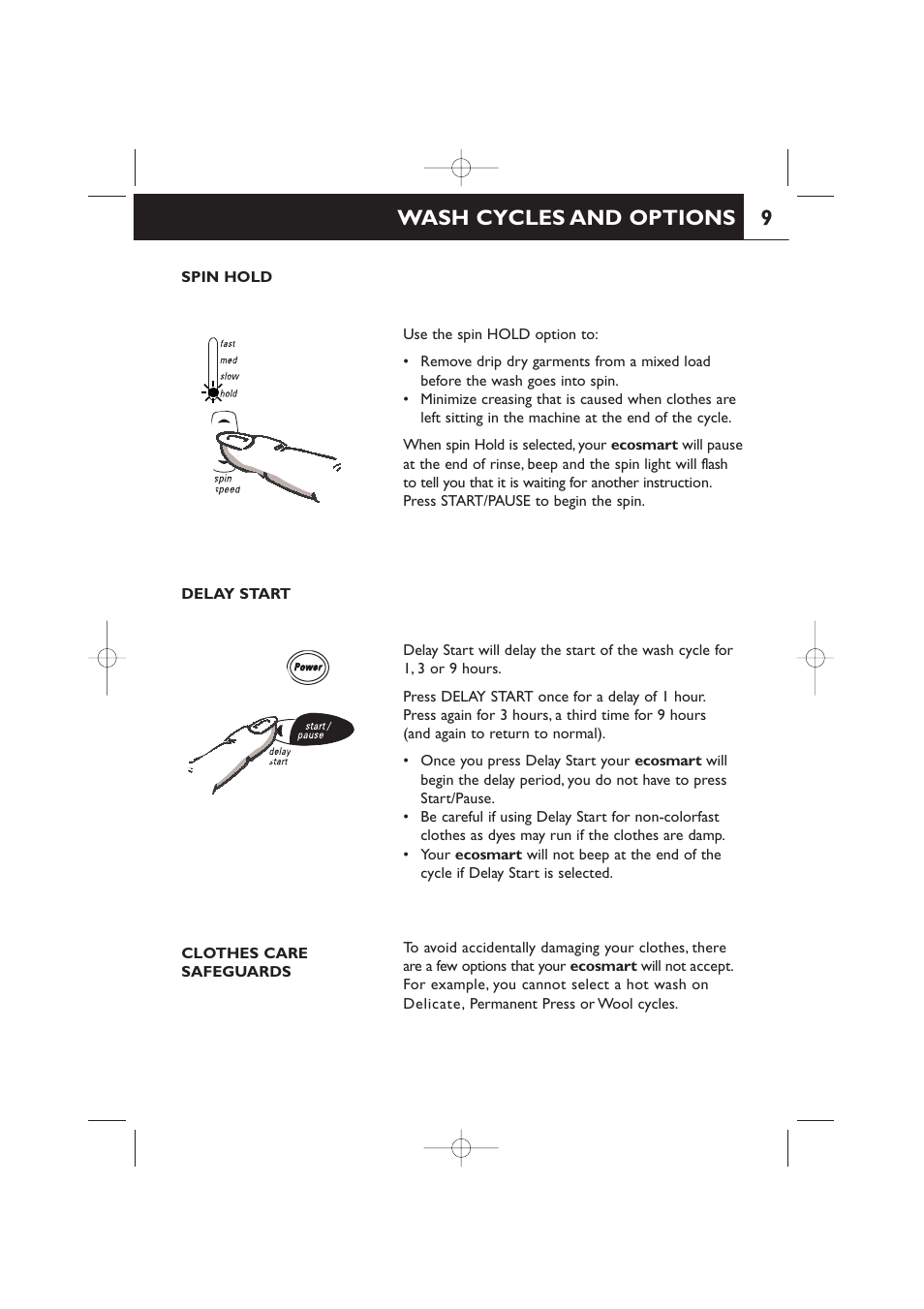 9wash cycles and options | Fisher & Paykel 420182 User Manual | Page 11 / 36