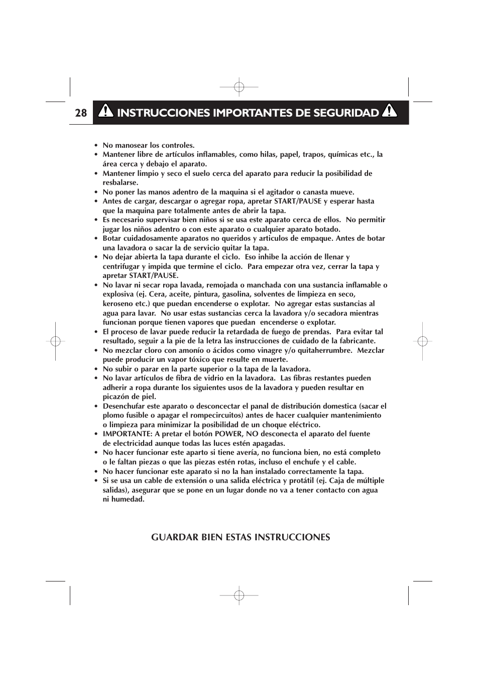 28 27 instrucciones importantes de seguridad | Fisher & Paykel 420182 User Manual | Page 30 / 36