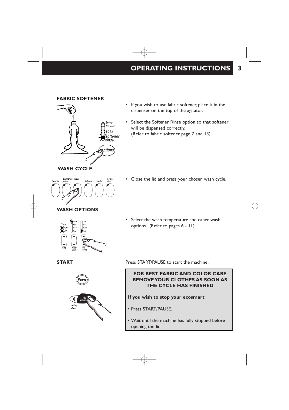 3operating instructions | Fisher & Paykel 420182 User Manual | Page 5 / 36