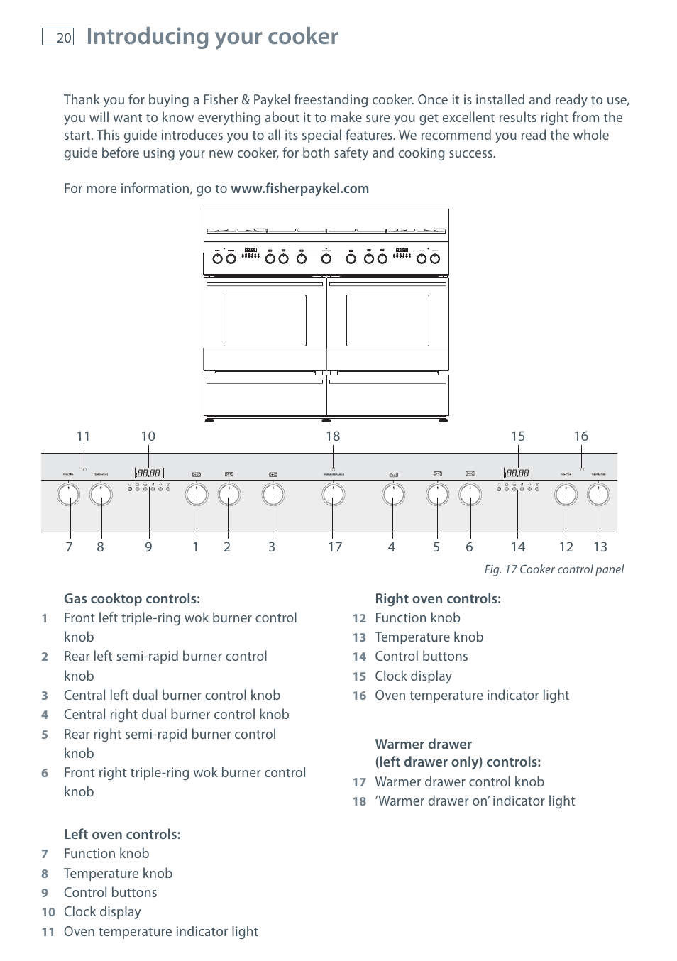 Introducing your cooker | Fisher & Paykel OR120 User Manual | Page 22 / 52