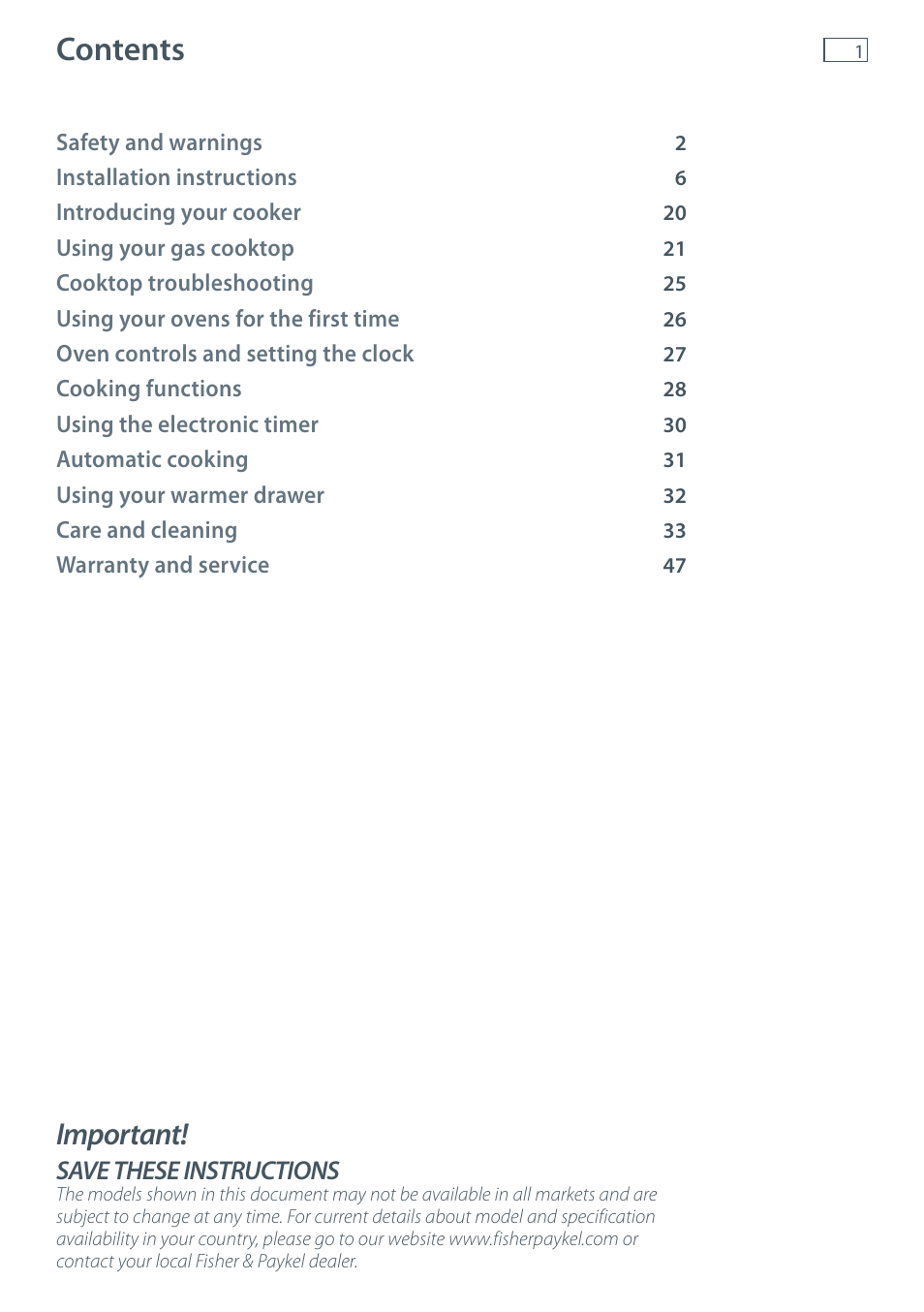 Fisher & Paykel OR120 User Manual | Page 3 / 52