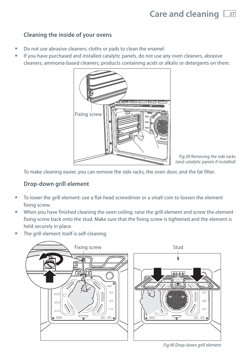 Care and cleaning | Fisher & Paykel OR120 User Manual | Page 39 / 52