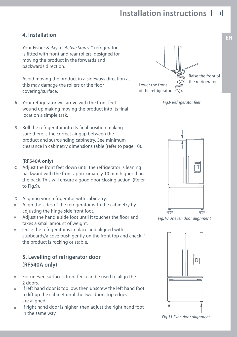 Installation instructions | Fisher & Paykel E442B User Manual | Page 13 / 384