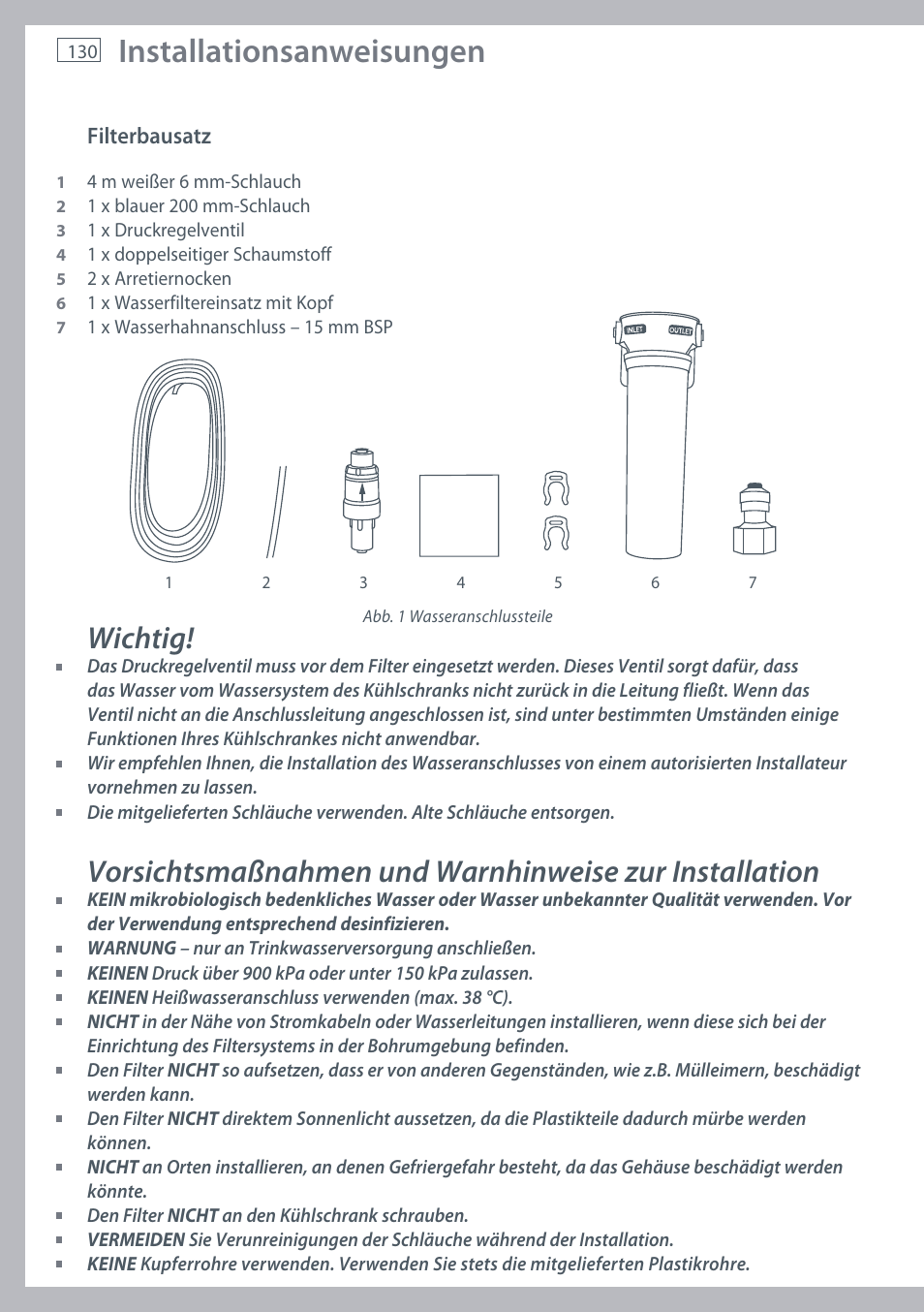 Installationsanweisungen, Wichtig | Fisher & Paykel E442B User Manual | Page 132 / 384