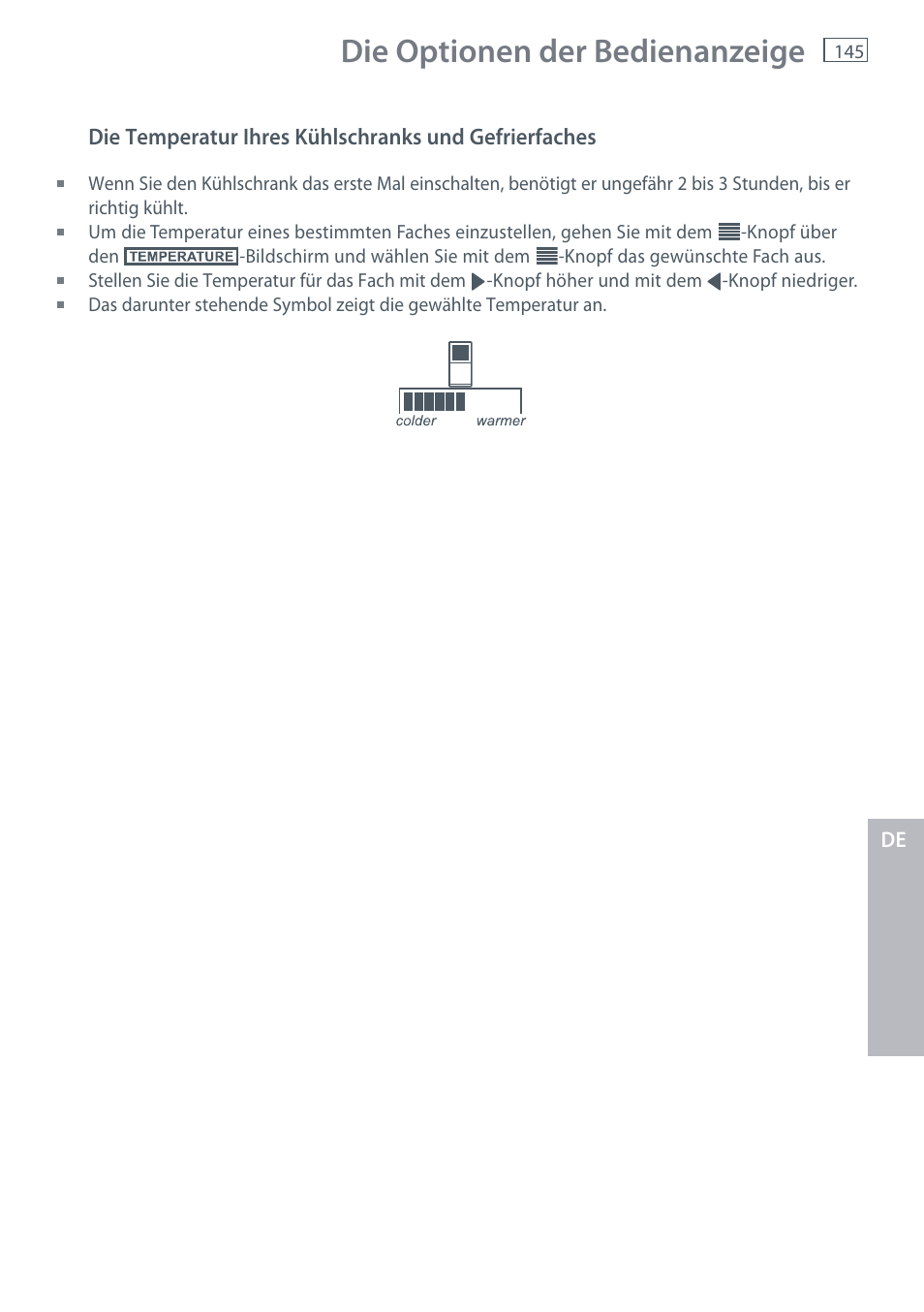 Die optionen der bedienanzeige | Fisher & Paykel E442B User Manual | Page 147 / 384