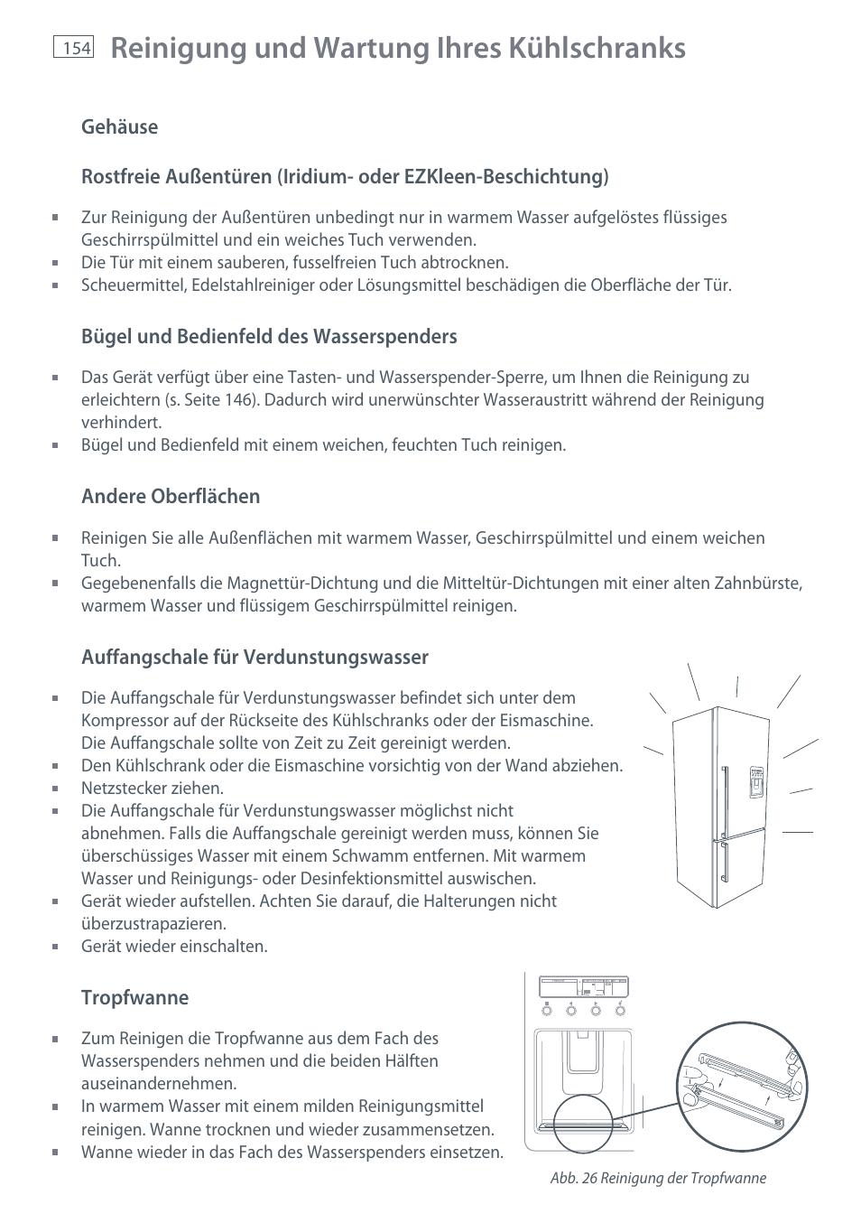 Reinigung und wartung ihres kühlschranks | Fisher & Paykel E442B User Manual | Page 156 / 384
