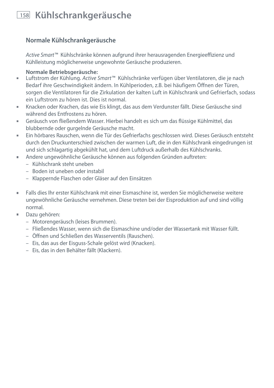 Kühlschrankgeräusche | Fisher & Paykel E442B User Manual | Page 160 / 384