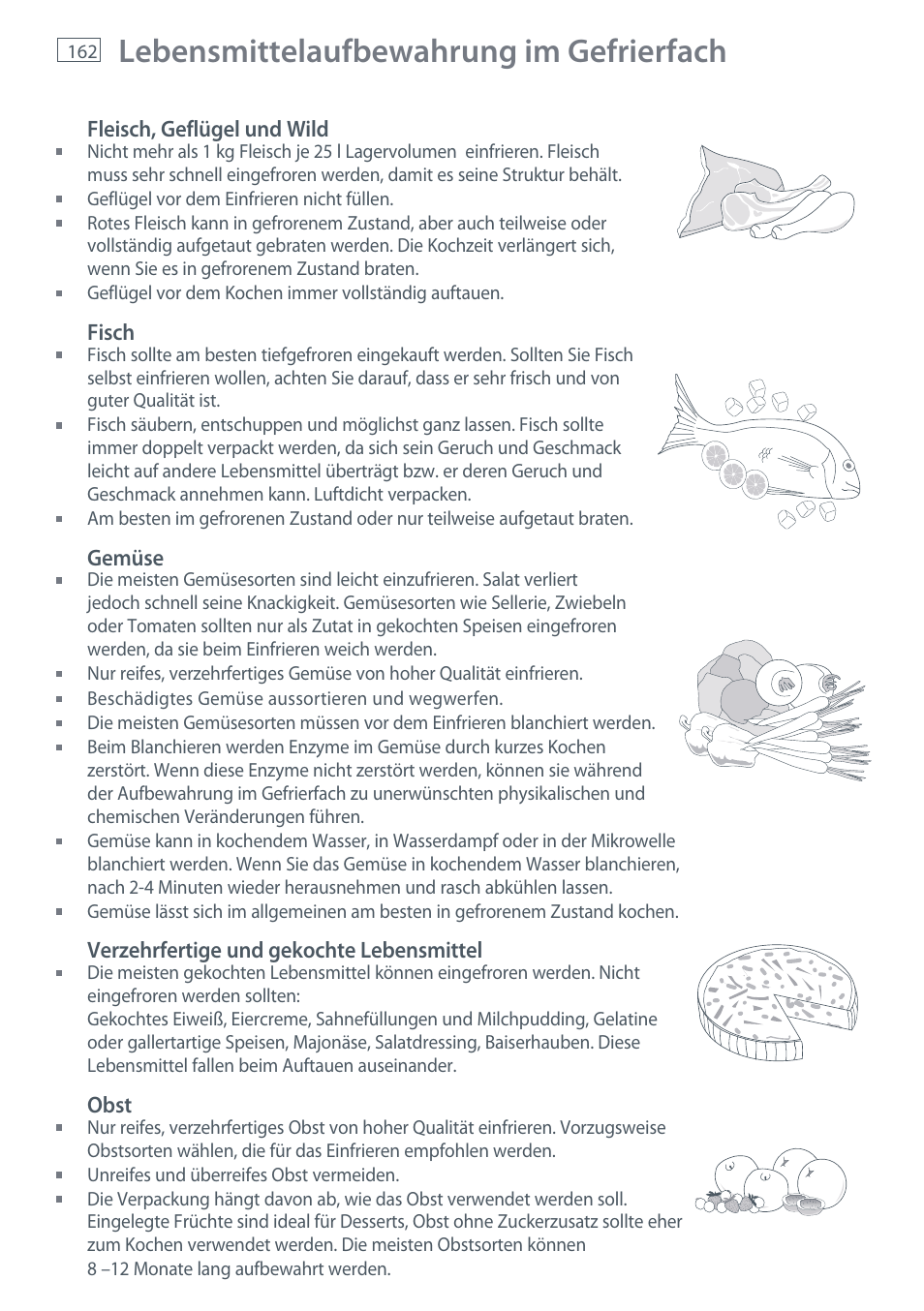 Lebensmittelaufbewahrung im gefrierfach | Fisher & Paykel E442B User Manual | Page 164 / 384