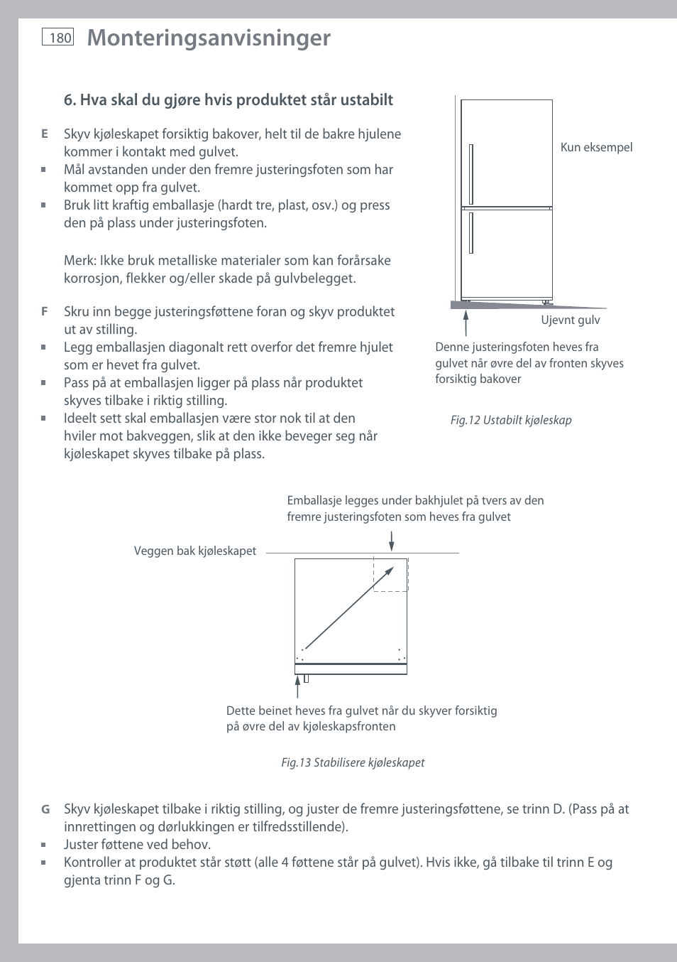 Monteringsanvisninger | Fisher & Paykel E442B User Manual | Page 182 / 384