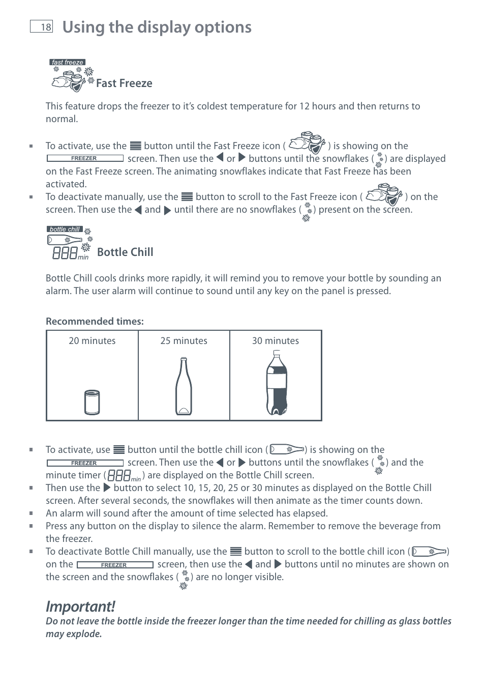 Using the display options, Important | Fisher & Paykel E442B User Manual | Page 20 / 384