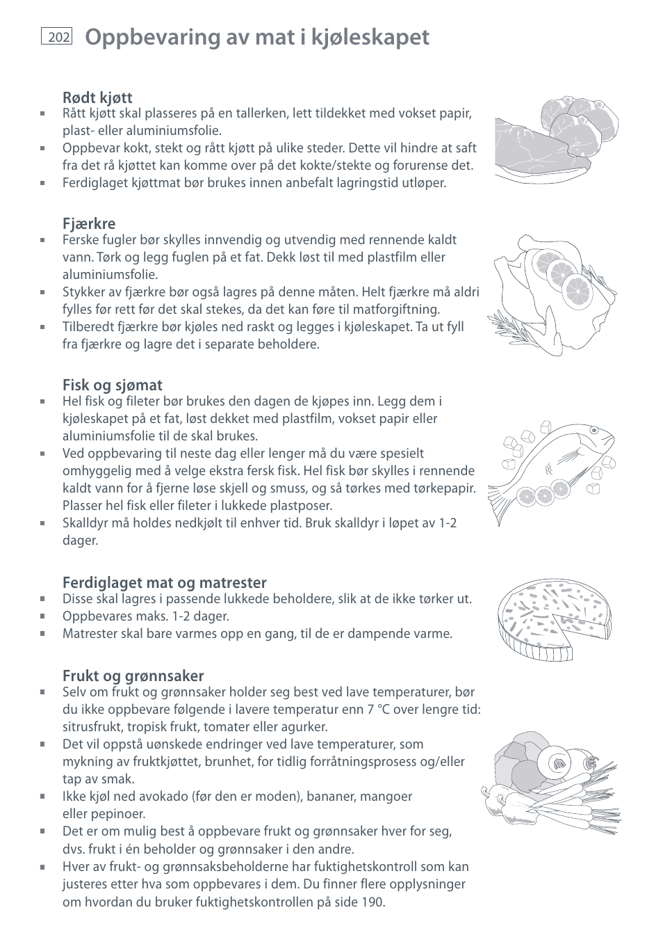 Oppbevaring av mat i kjøleskapet | Fisher & Paykel E442B User Manual | Page 204 / 384