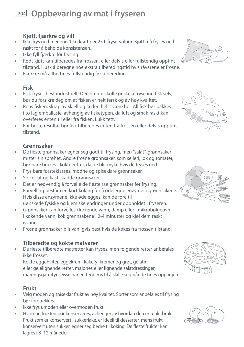 Oppbevaring av mat i fryseren | Fisher & Paykel E442B User Manual | Page 206 / 384