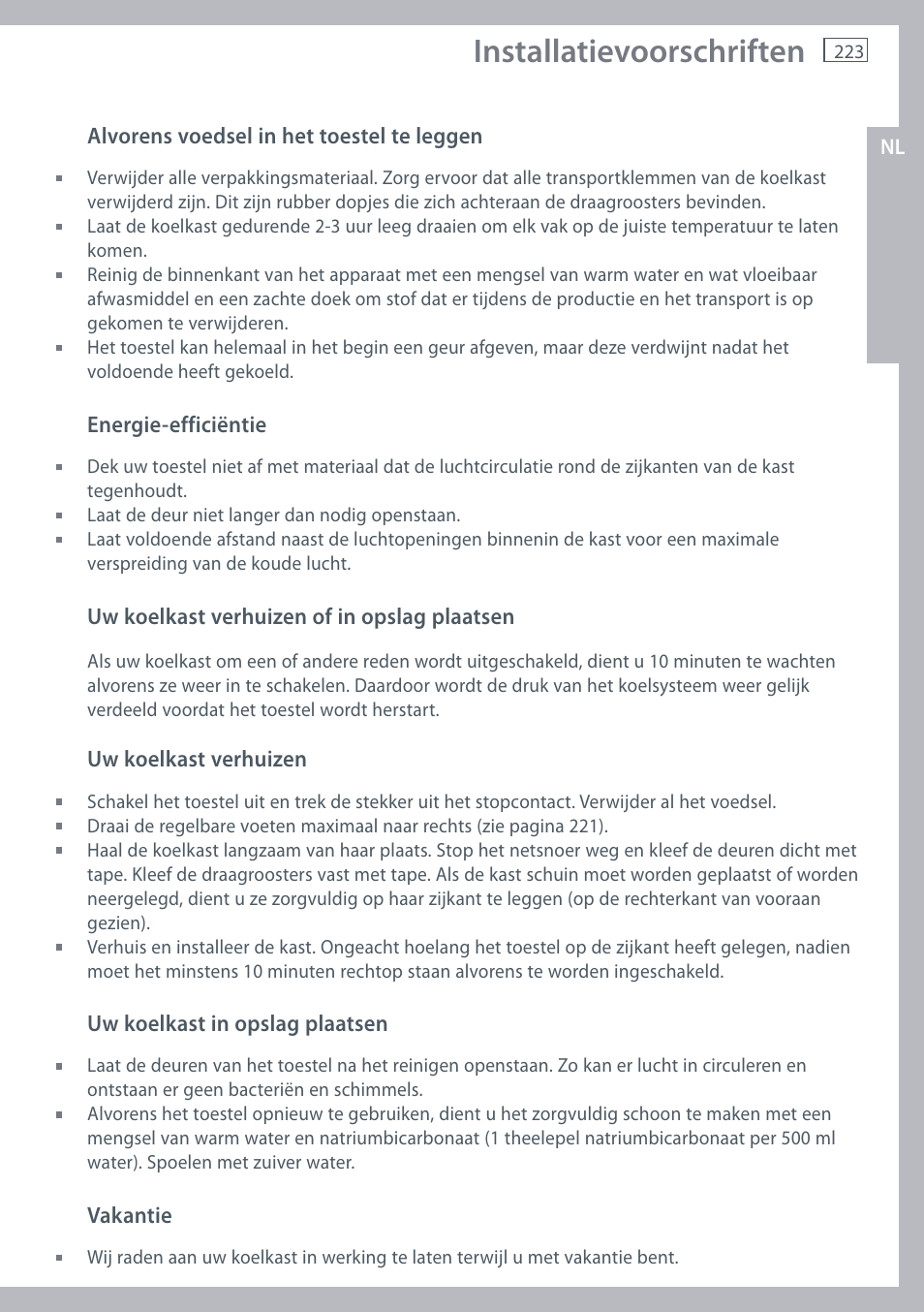 Installatievoorschriften | Fisher & Paykel E442B User Manual | Page 225 / 384