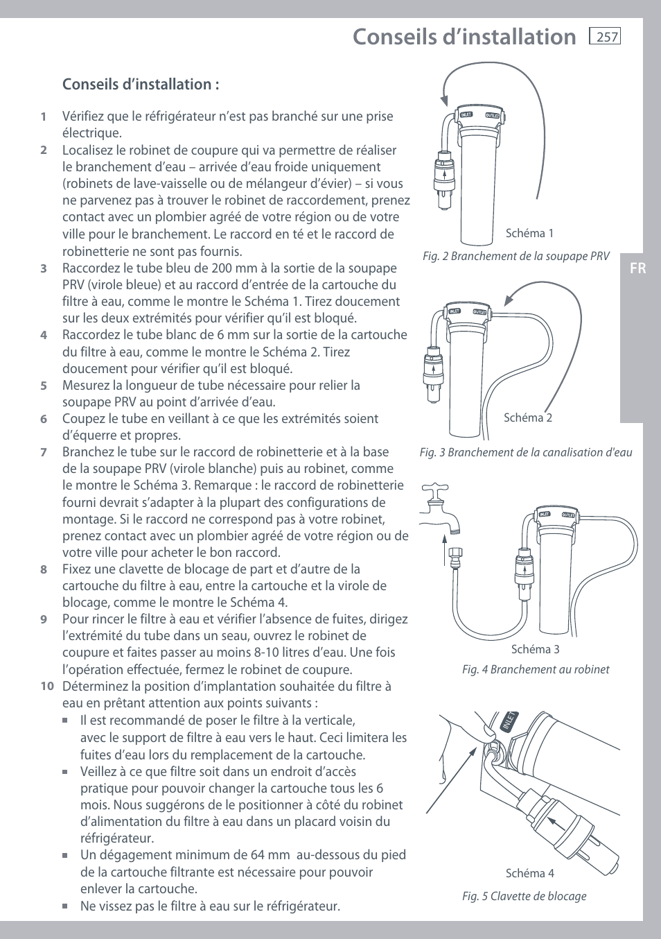 Conseils d’installation | Fisher & Paykel E442B User Manual | Page 259 / 384