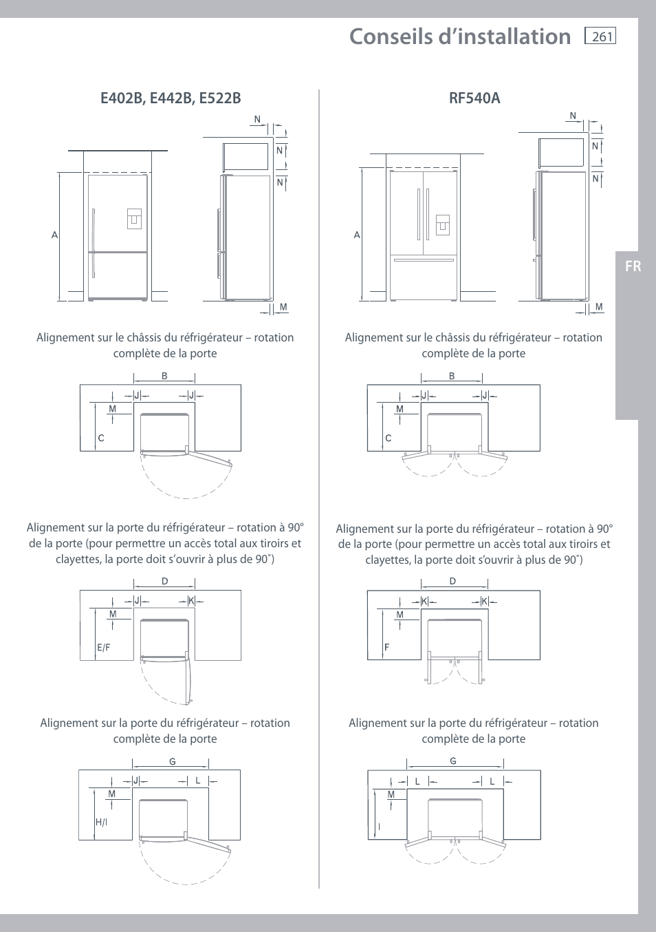 Conseils d’installation | Fisher & Paykel E442B User Manual | Page 263 / 384