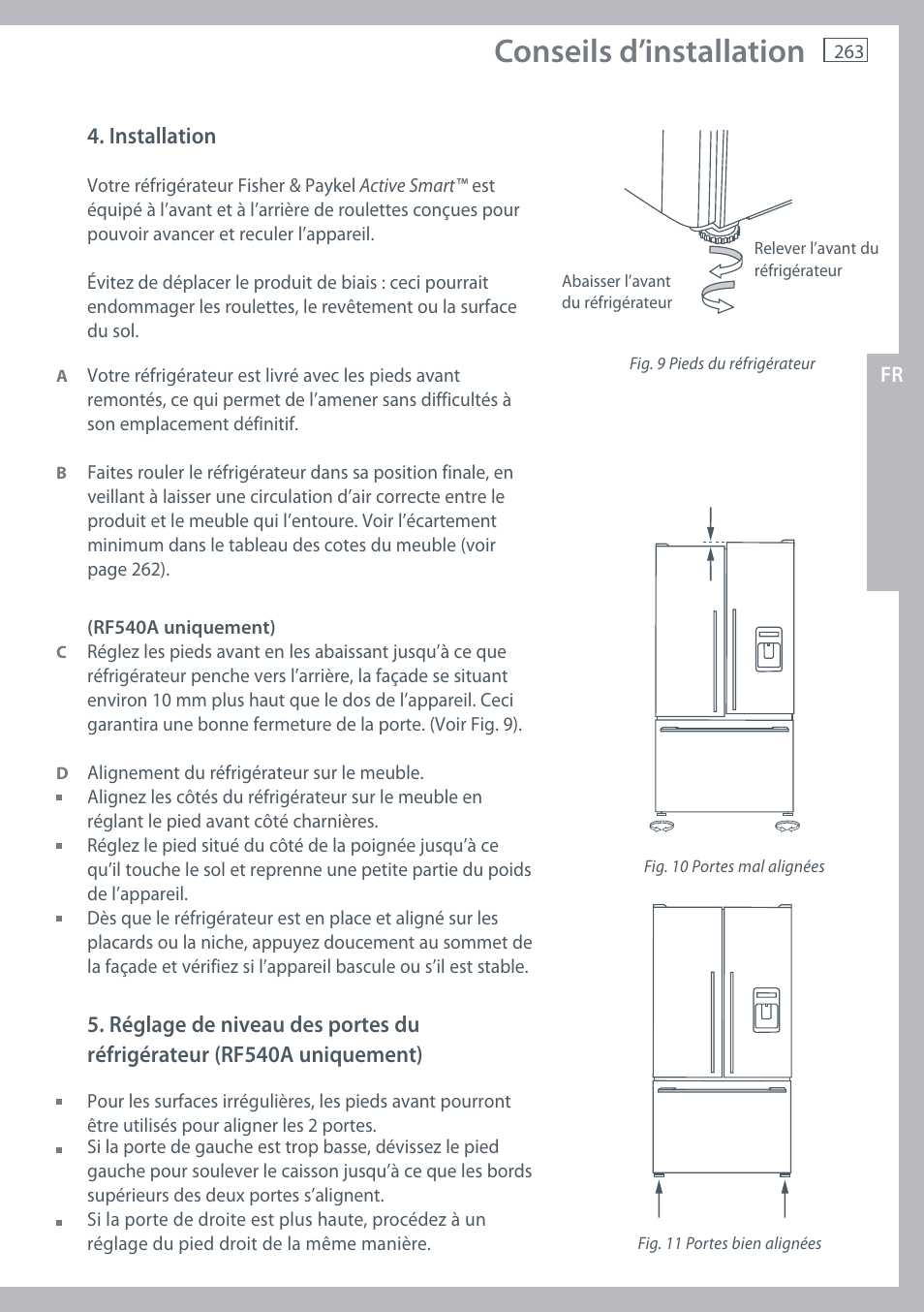 Conseils d’installation | Fisher & Paykel E442B User Manual | Page 265 / 384