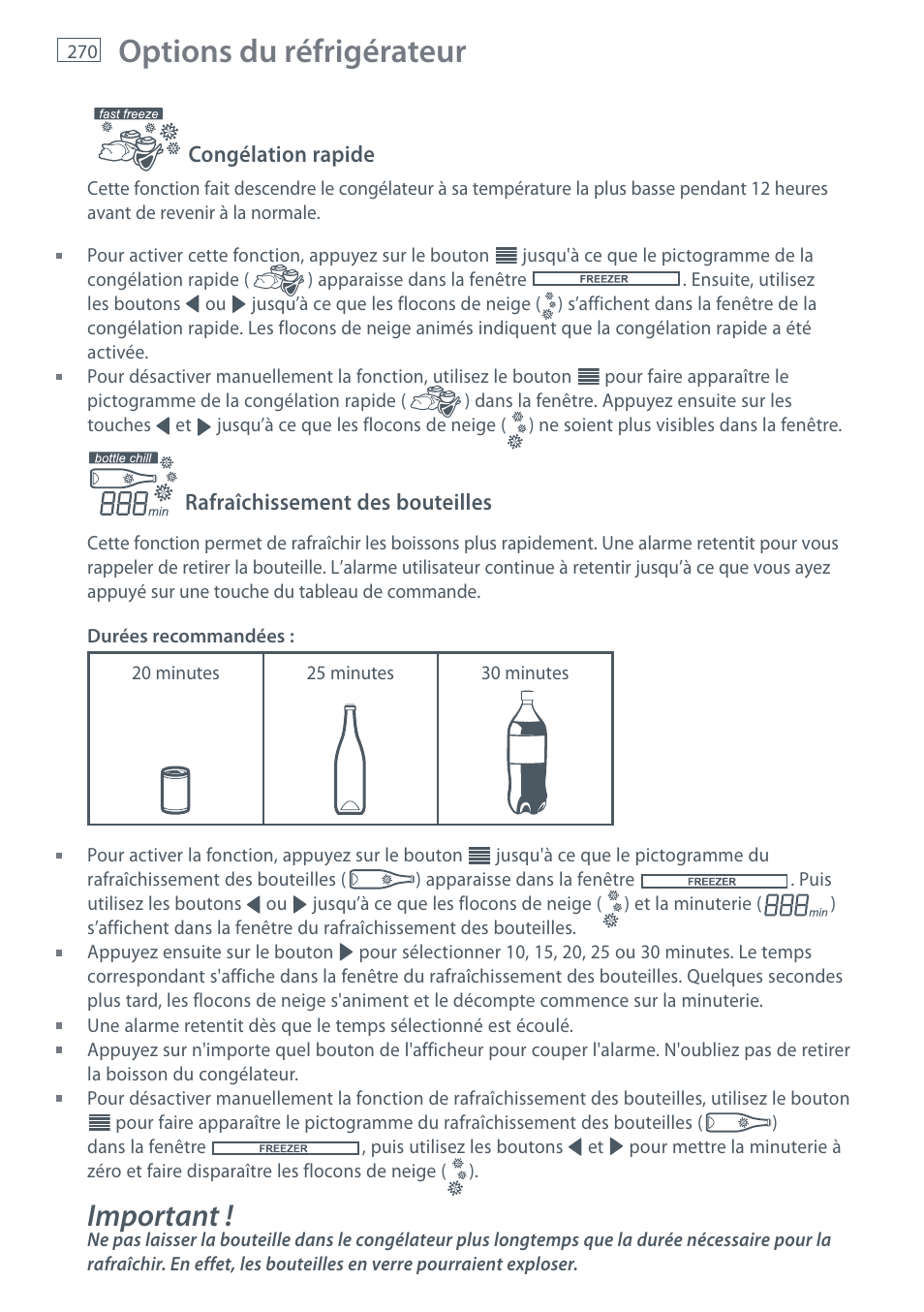 Options du réfrigérateur, Important | Fisher & Paykel E442B User Manual | Page 272 / 384