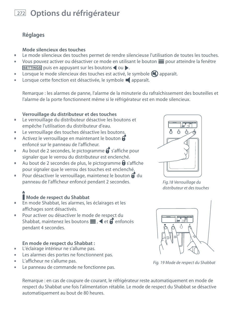 Options du réfrigérateur | Fisher & Paykel E442B User Manual | Page 274 / 384
