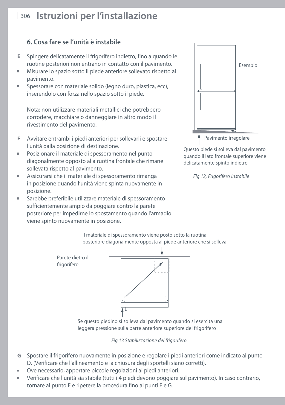 Istruzioni per l’installazione | Fisher & Paykel E442B User Manual | Page 308 / 384