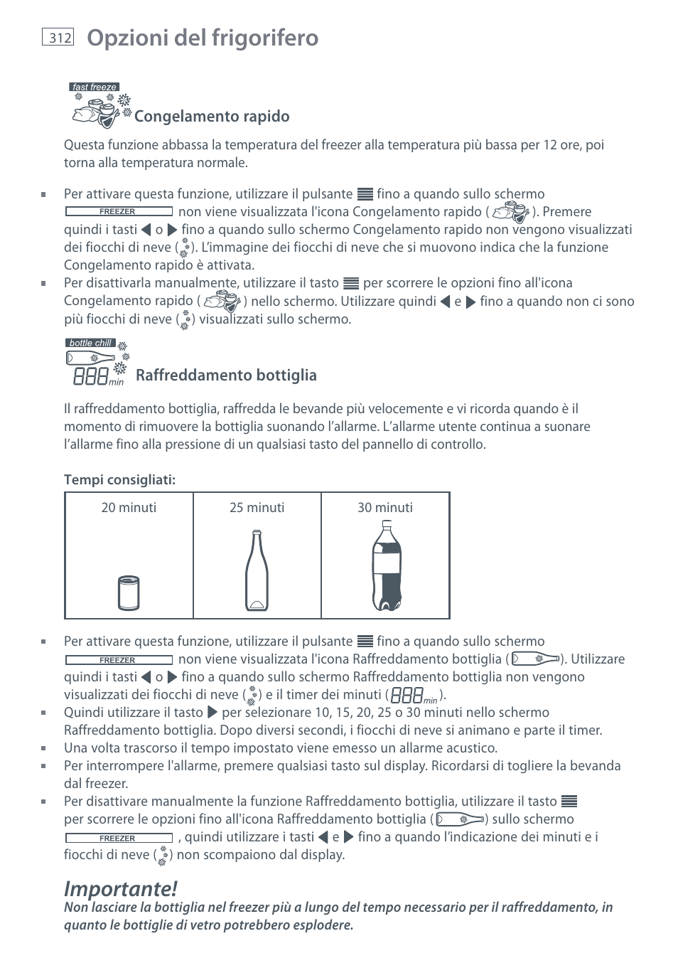 Opzioni del frigorifero, Importante | Fisher & Paykel E442B User Manual | Page 314 / 384