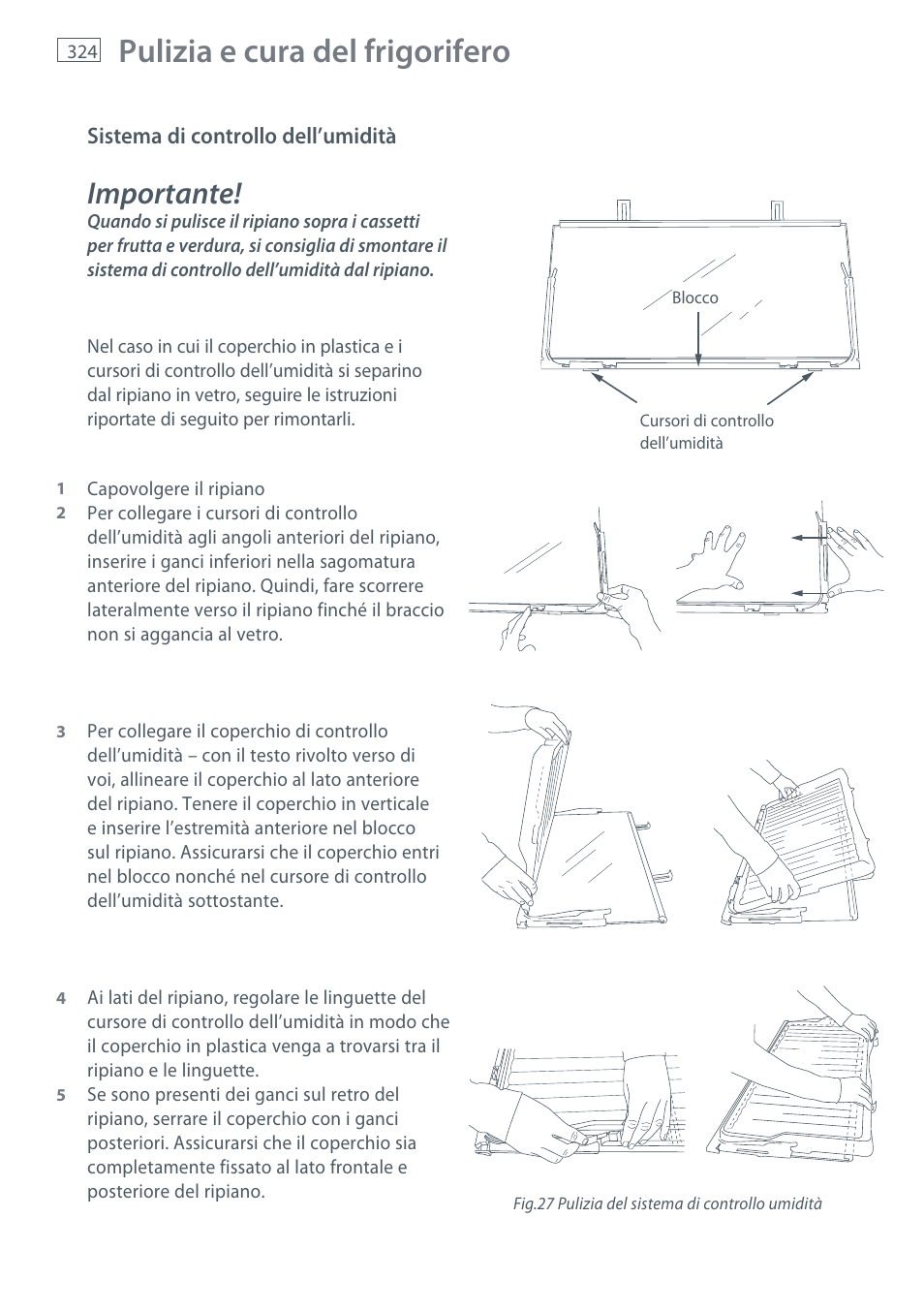 Pulizia e cura del frigorifero, Importante | Fisher & Paykel E442B User Manual | Page 326 / 384