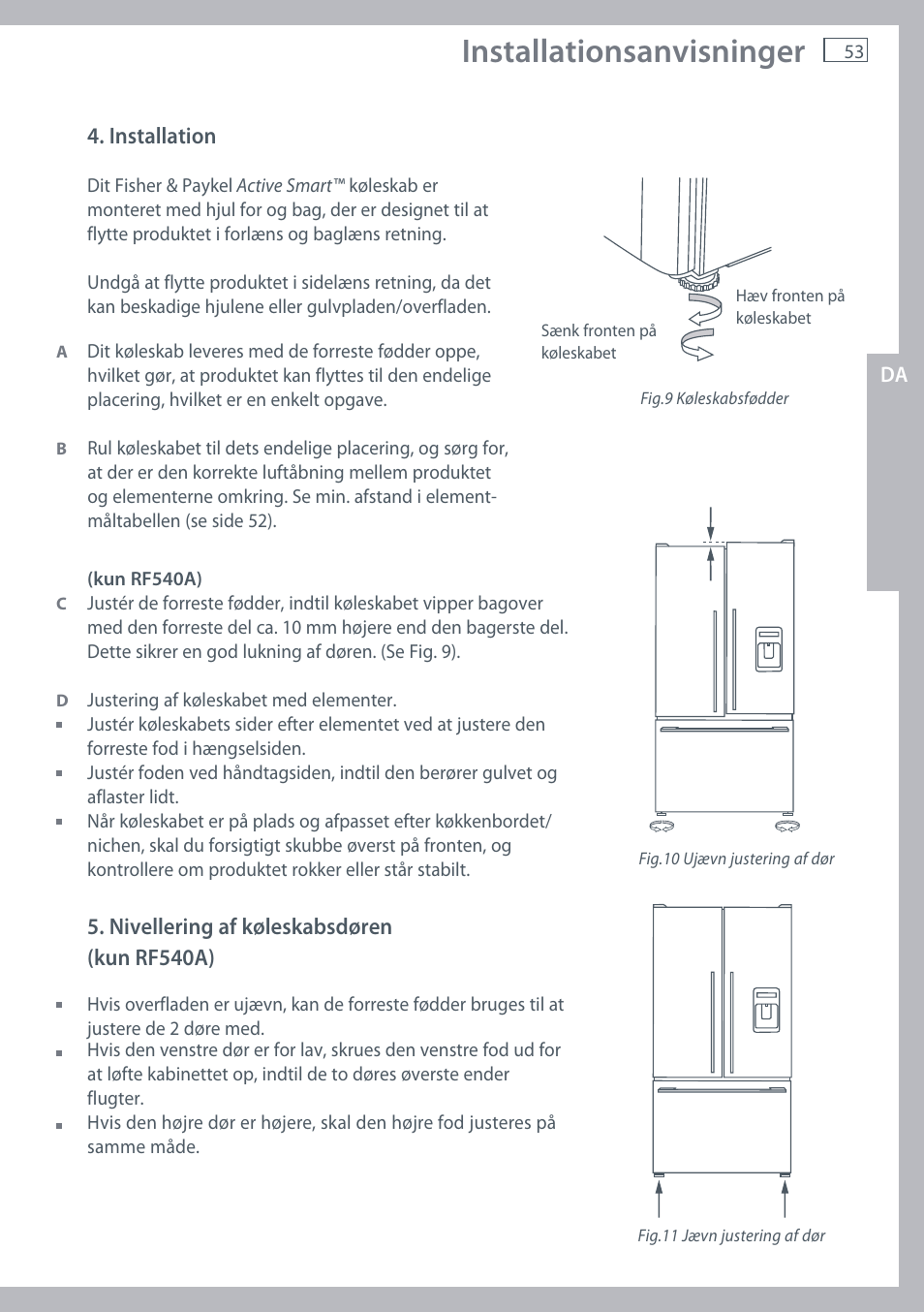 Installationsanvisninger | Fisher & Paykel E442B User Manual | Page 55 / 384