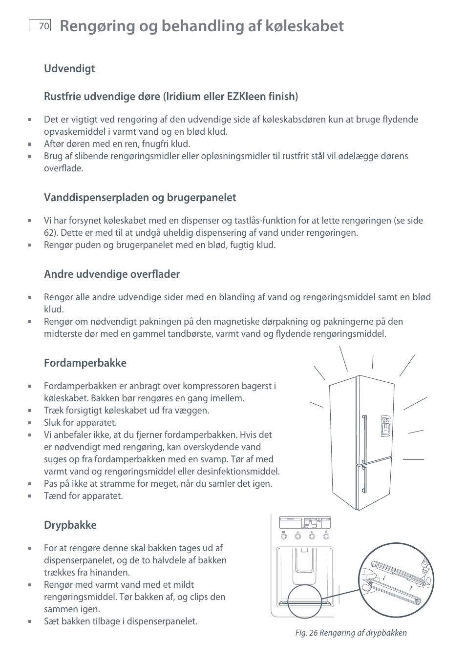 Rengøring og behandling af køleskabet | Fisher & Paykel E442B User Manual | Page 72 / 384