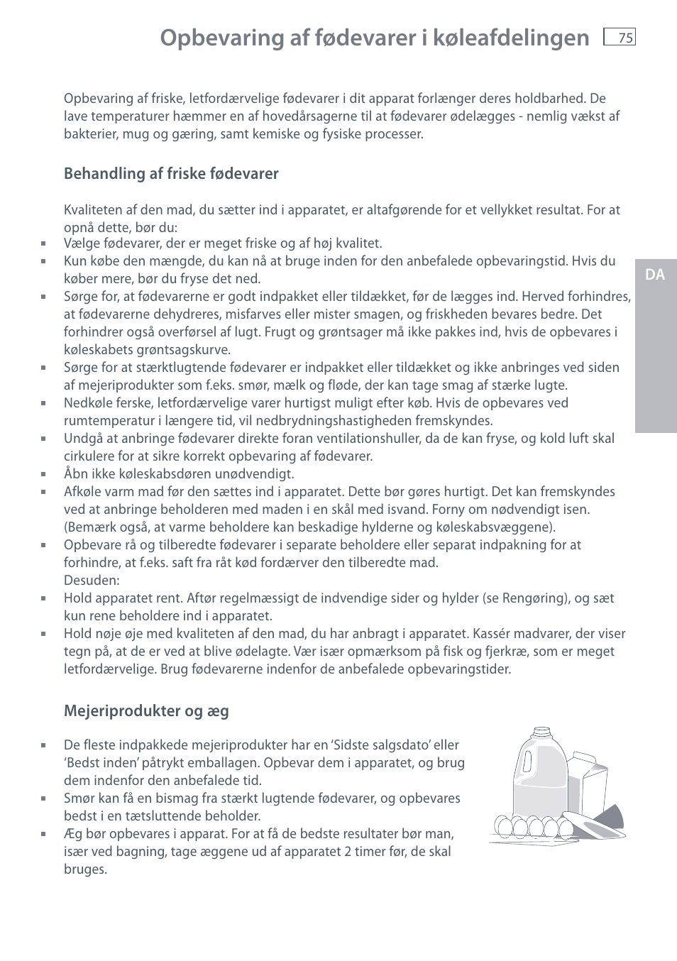 Opbevaring af fødevarer i køleafdelingen | Fisher & Paykel E442B User Manual | Page 77 / 384