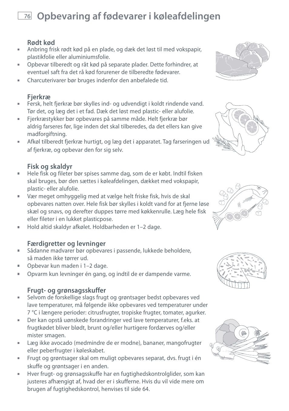 Opbevaring af fødevarer i køleafdelingen | Fisher & Paykel E442B User Manual | Page 78 / 384