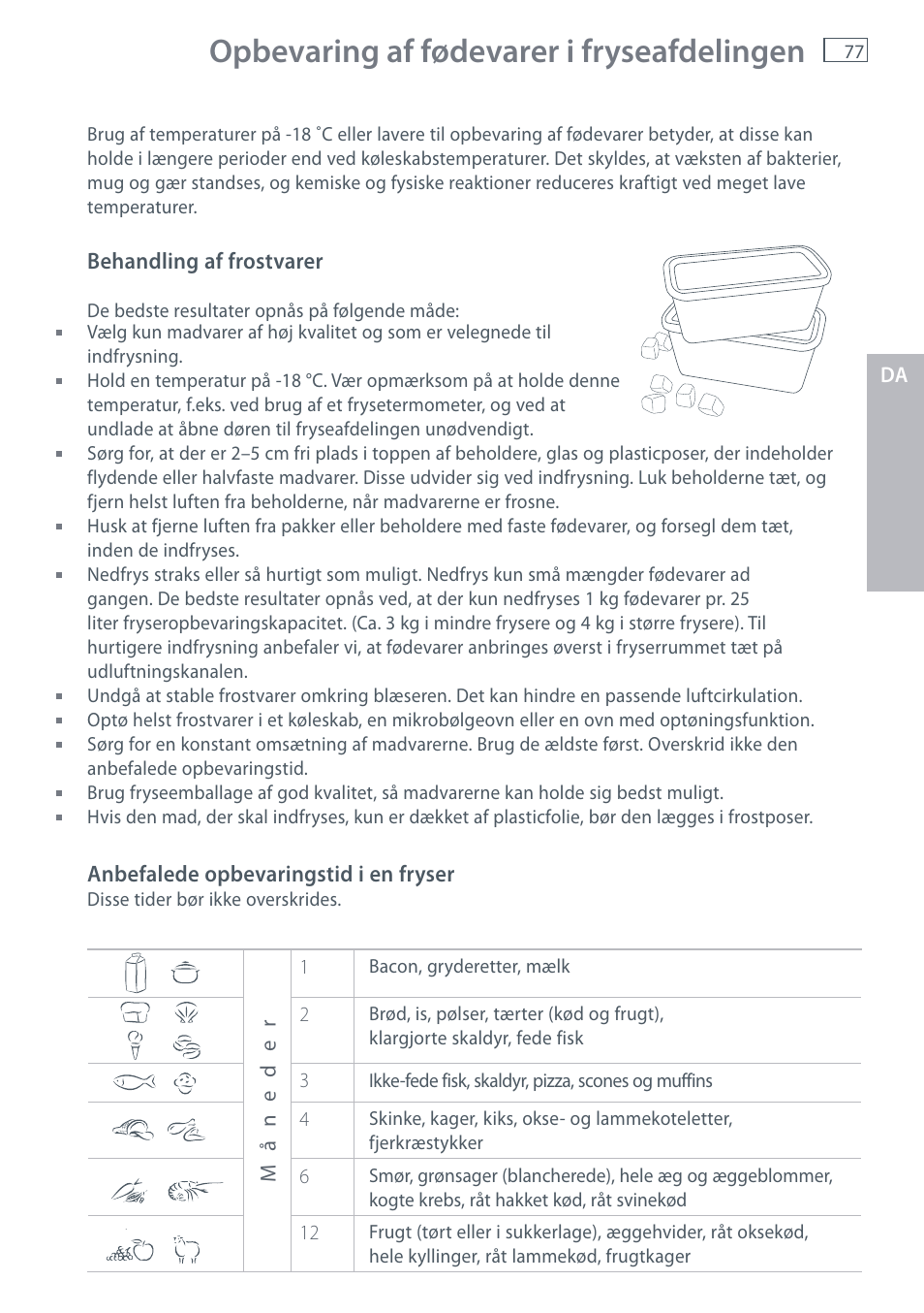 Opbevaring af fødevarer i fryseafdelingen | Fisher & Paykel E442B User Manual | Page 79 / 384