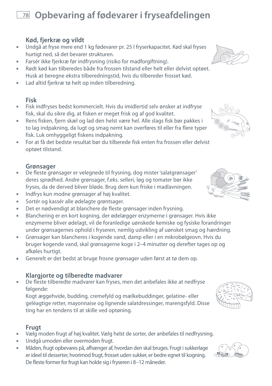 Opbevaring af fødevarer i fryseafdelingen | Fisher & Paykel E442B User Manual | Page 80 / 384