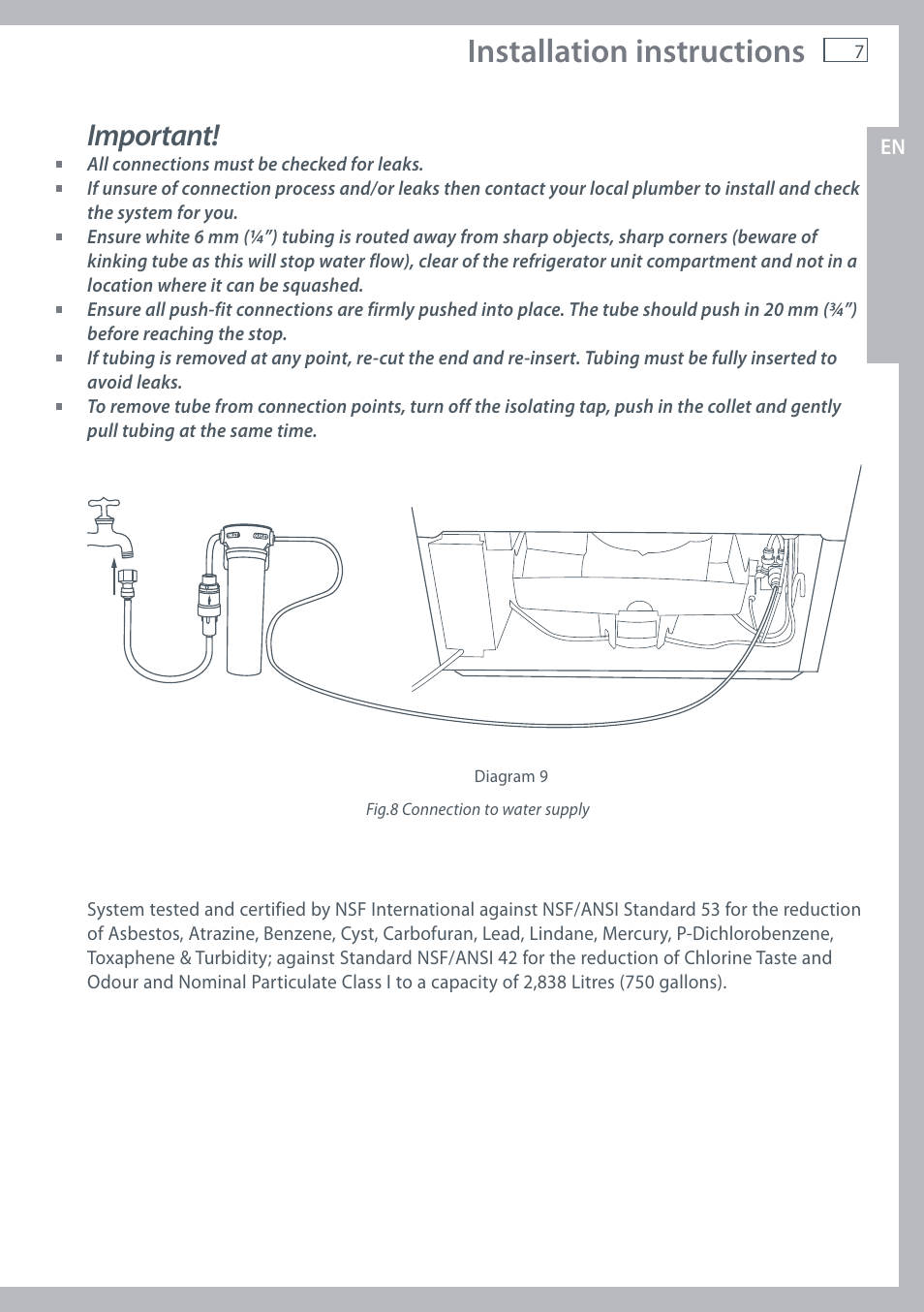 Installation instructions, Important | Fisher & Paykel E442B User Manual | Page 9 / 384