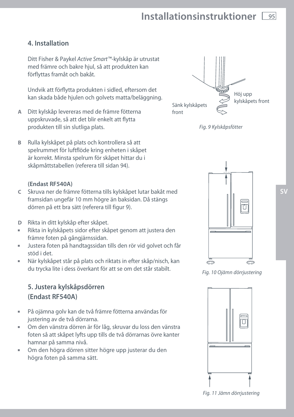 Installationsinstruktioner | Fisher & Paykel E442B User Manual | Page 97 / 384