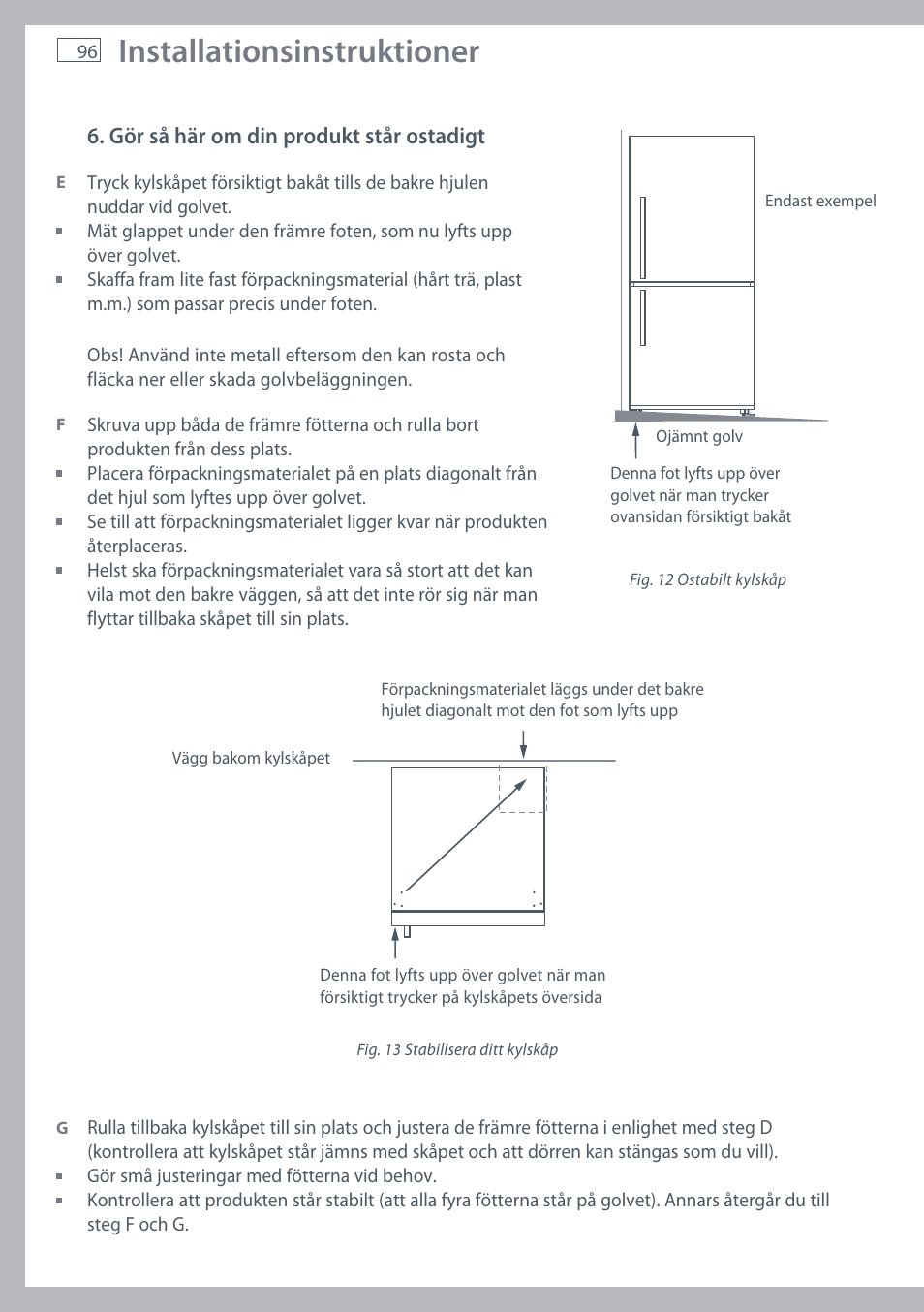 Installationsinstruktioner | Fisher & Paykel E442B User Manual | Page 98 / 384