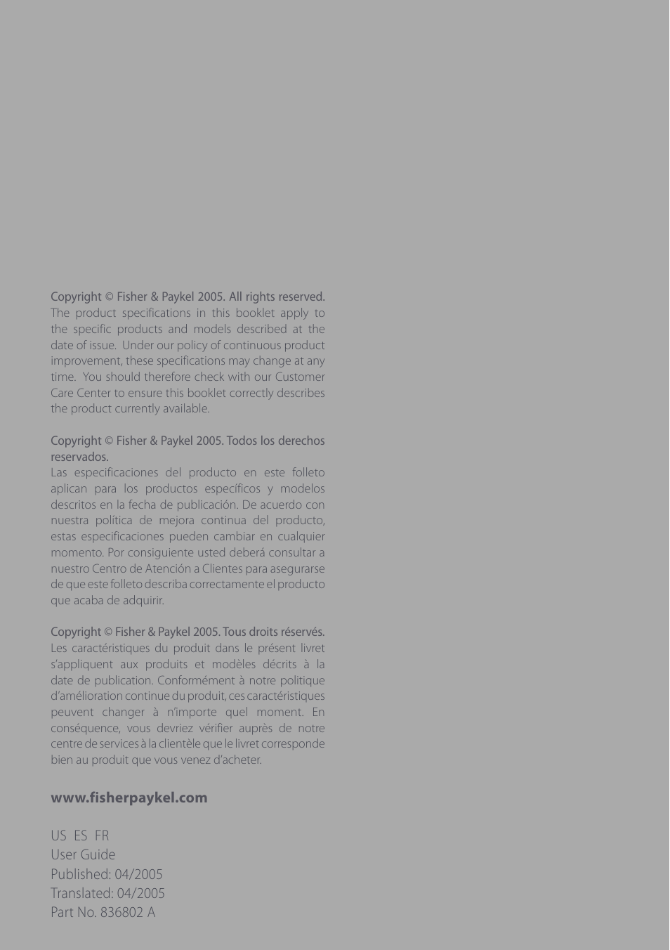 Fisher & Paykel Active Smart User Manual | Page 68 / 68