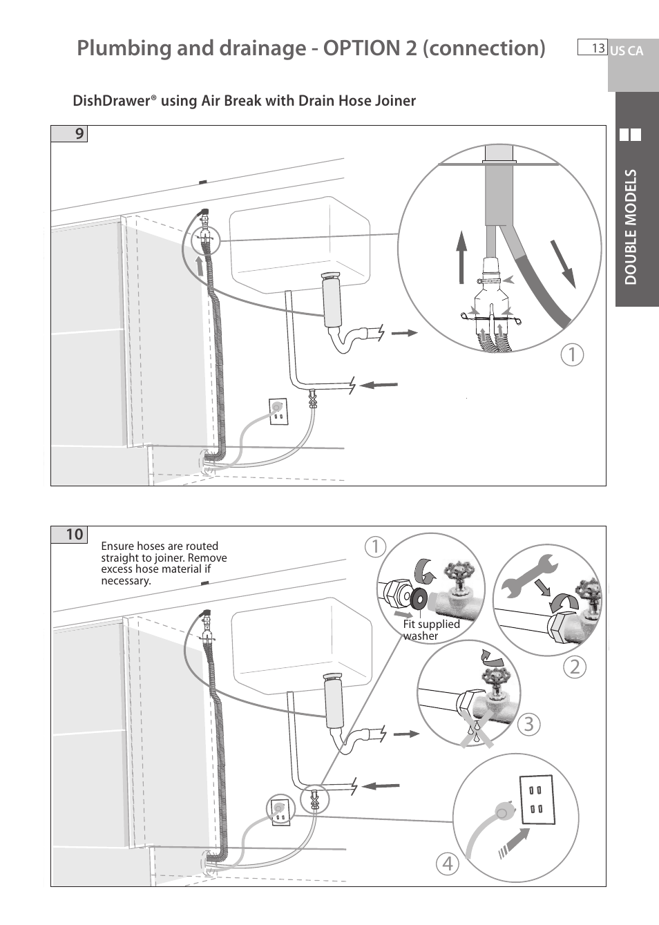 Plumbing and drainage - option 2 (connection) | Fisher & Paykel DCS DD224P5 User Manual | Page 15 / 92