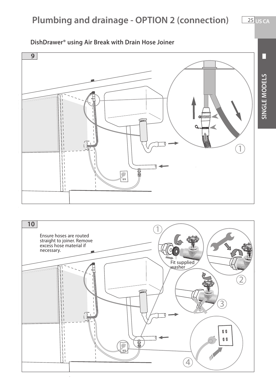 Plumbing and drainage - option 2 (connection) | Fisher & Paykel DCS DD224P5 User Manual | Page 27 / 92