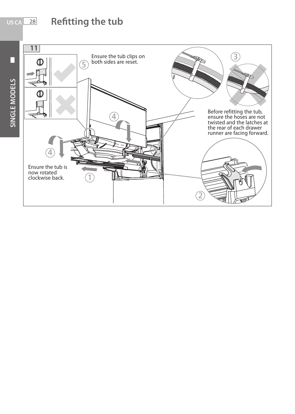 Refi tting the tub | Fisher & Paykel DCS DD224P5 User Manual | Page 30 / 92