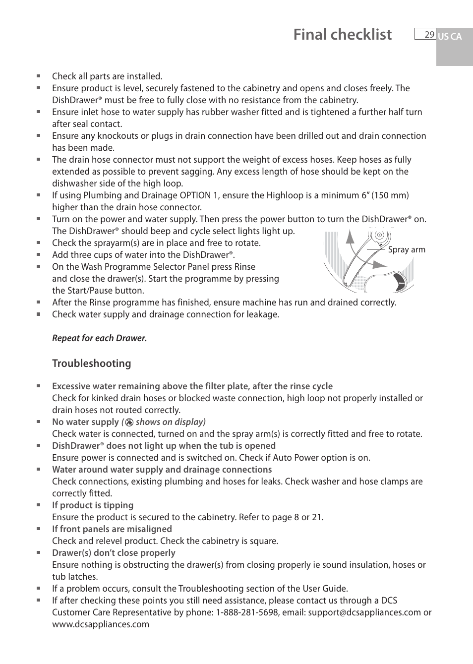 Final checklist | Fisher & Paykel DCS DD224P5 User Manual | Page 31 / 92
