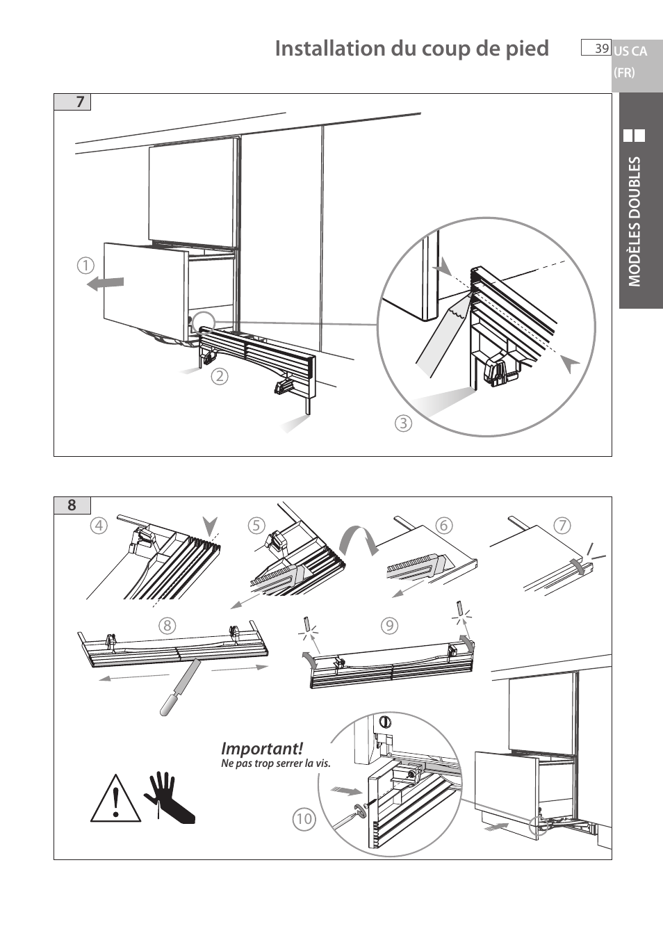 Installation du coup de pied | Fisher & Paykel DCS DD224P5 User Manual | Page 41 / 92