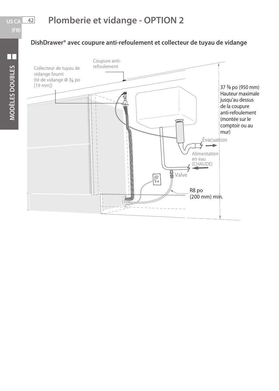 Plomberie et vidange - option 2 | Fisher & Paykel DCS DD224P5 User Manual | Page 44 / 92