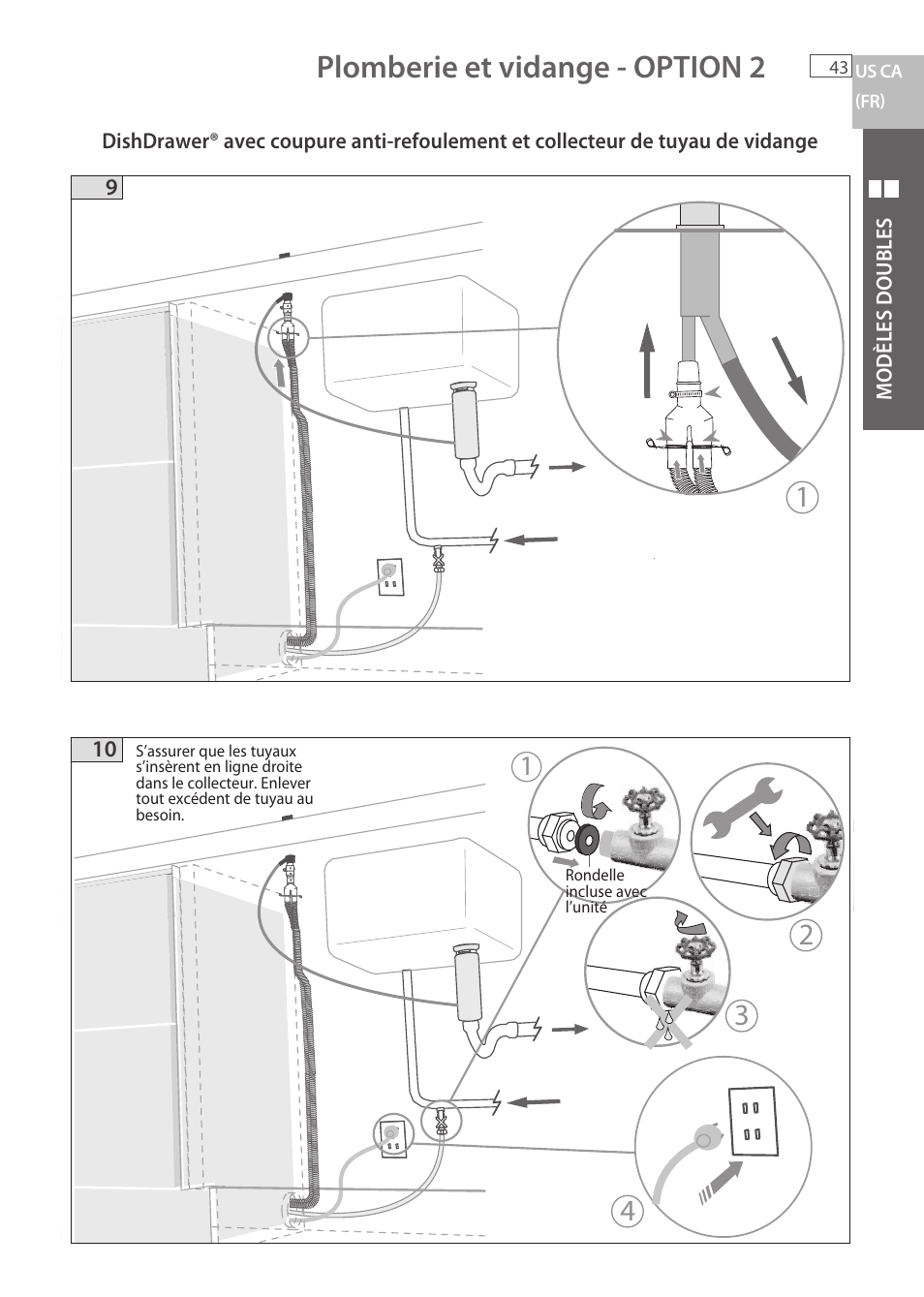 Plomberie et vidange - option 2 | Fisher & Paykel DCS DD224P5 User Manual | Page 45 / 92
