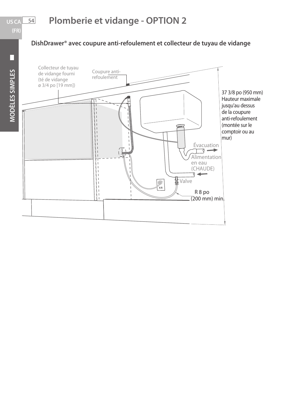 Plomberie et vidange - option 2 | Fisher & Paykel DCS DD224P5 User Manual | Page 56 / 92