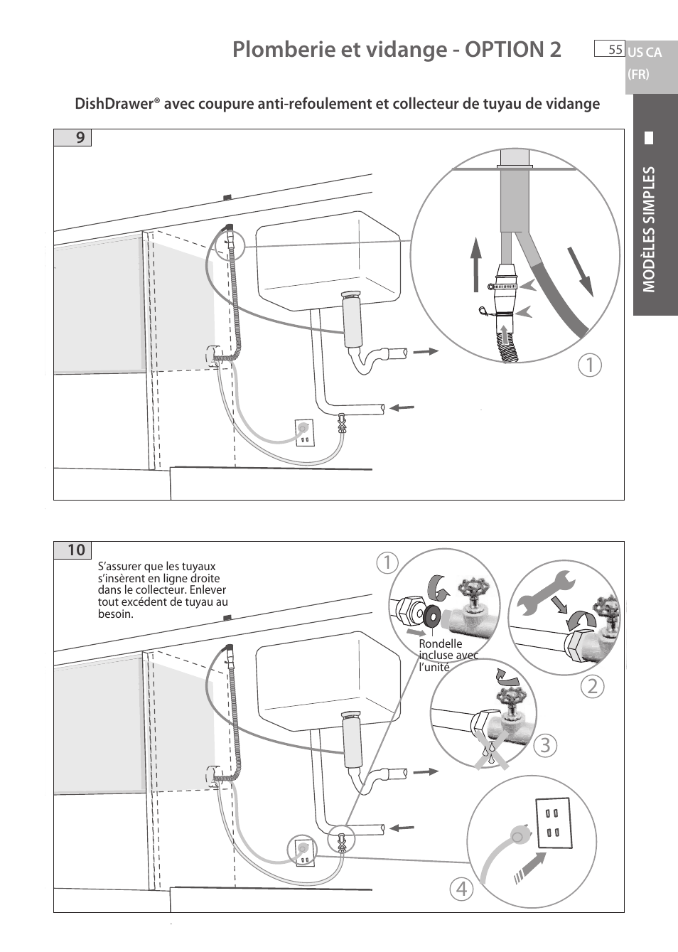 Plomberie et vidange - option 2 | Fisher & Paykel DCS DD224P5 User Manual | Page 57 / 92